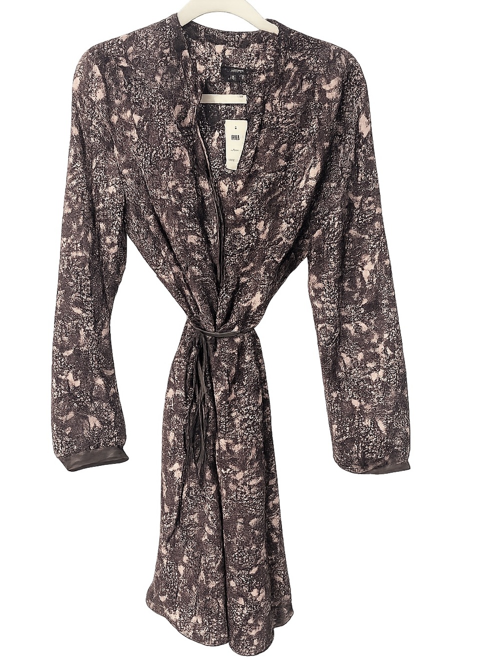 Ann Taylor Printed Snakeskin Tie-Waist Dress in Blush and Charcoal